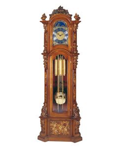 Art. 520/1, Reloj de pie, nogal, decoraciones florales, 3 puertas con vidrio biselado