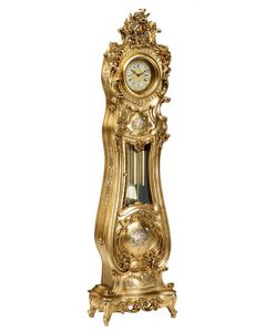 Art. 531/7 Oro, Reloj de pie handcurved en estilo barroco en oro de la hoja con especial decorada a mano