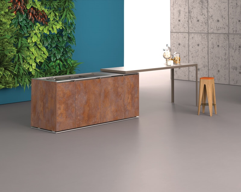 Compact In&Outdoor, Monobloque con cocina y mesa deslizante