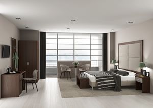 Art. 30128 Bergamo dormitorio de hotel, Mobiliario moderno para habitaciones de hotel.