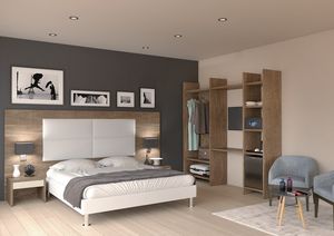Art. 30895E Ferrara eco dormitorio de hotel, Mobiliario completo para habitaci�n de hotel, cama con cabecero acolchado.