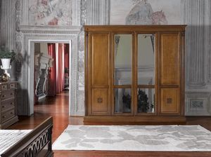 Art. 44582 Puccini, Armario clsico con 4 puertas y espejos, decoraciones florales