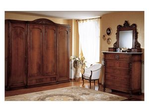 Art. 973 wardrobe closet '800 Siciliano, Armario de estilo antiguo, con 4 puertas, para el dormitorio