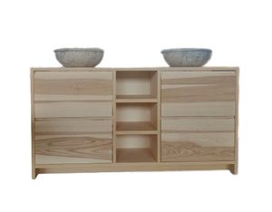 Art. 804, Mueble de bao moderno en madera de fresno con lavabos dobles
