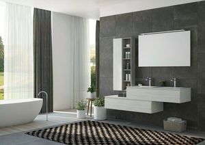 FREEDOM 37, Mueble bajo lavabo doble suspendido en HPL con espejo