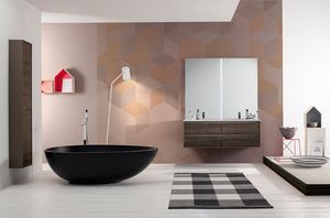 Summit 2.0 comp.09, Mueble de bao en ceniza con doble lavabo