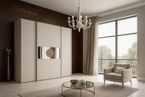 Art. 864, Armario deslizante con espejos ahumados y talla central