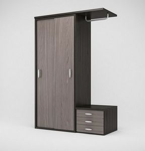 Art. 30320 Armario con puertas correderas, cajonera y barra para colgar abierta., Armario para hoteles, B&B y alojamiento