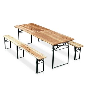 Muebles plegables mesa de madera y bancos cervecera - SB220PGV, Mesa y bancos en abeto, para fiestas al aire libre