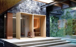 MEMO, Composicin modular de sauna y bao de vapor, cocina con piedras, generador de vapor