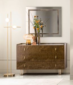 FIAMMA c�moda de 3 cajones, C�moda con tapa de cristal serigrafiado