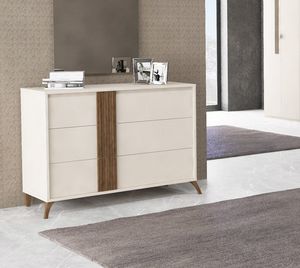 Livia, Tocador lacado, con inserto de madera decorativo