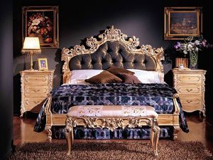3370 BED, Cama tallada clásica, acolchado, de hotel de lujo