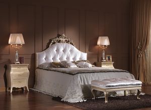 713 CAMA, Lujosa cama doble clsica con pelo insertado cabecero