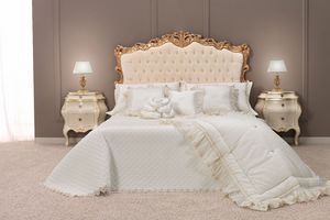 Angela cama, Cama doble Classic con cabecero copetudo acabado tapizado