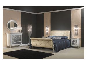 Art 610 Bed, Cama decorado de forma lujosa, en cuero, para los dormitorios clásicos