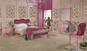 Venezia cama individual, Muebles de dormitorio rosa