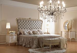 Artemisia 4000 cama, Cama de estilo clsico, con tallas hechas a mano, cabecera acolchada moudo