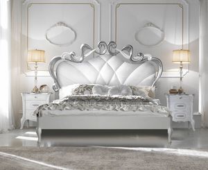 Beatrice Art. 7802 - 7803, Cama tallada, acabado en pan de plata