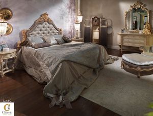 Chic, Dormitorio clsico de lujo, con incrustaciones cama doble