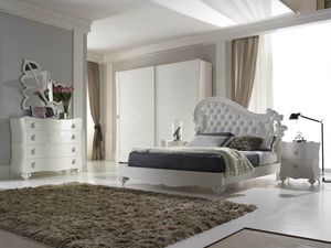 I Sogni Art. 558, Cama lacada y tallada, con relleno de capitonn�