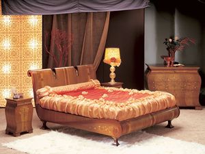 LE02 Le Volute cama, Cama en madera doblada, decorado a mano, para los dormitorios de lujo