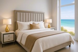 Art. 4003, Cama contempor�nea, en madera y cabecera acolchada