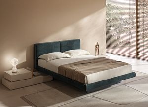 AZZURRA, Cama con cabecero formado por dos grandes cojines