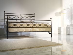 Double bed Incanto, Cama doble de hierro con decoraciones clsicas