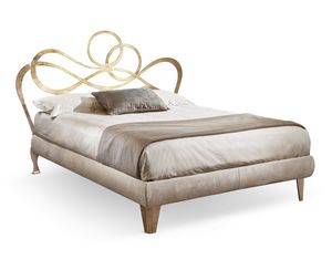 J'Adore cama acolchada, Cama de hierro forjado con estructura acolchada.