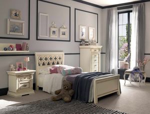 Art. 71BO01LT, Cama individual de estilo cl�sico, con cabecero tallado y perforado.