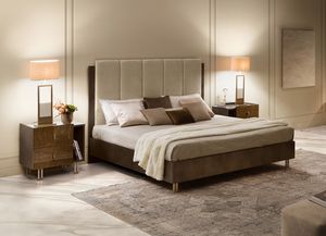 FIAMMA cama, Cama de madera con cabecero acolchado