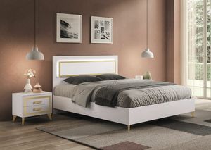 Gold cama, Cama de madera lacada en blanco, con diseo minimalista.