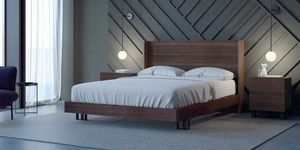Ironwood Belt cama, Cama con cabecero alto y marco en madera de eucalipto
