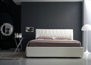 Gilda cama de matrimonio, Cama acolchada lineal con cabecero acolchado, varios colores