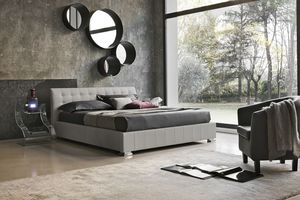 CHAMONIX BD427, Moderna cama con cabecera tapizada, soft-touch