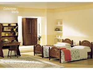 Collection Marta, Cama con cabecero de madera y pie de cama, estilo rústico