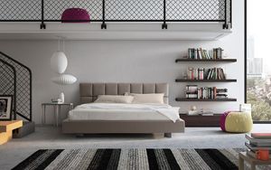 Cubic, Cama con cabecera tapizada y funcional, para el dormitorio moderno