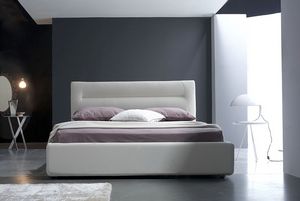 Grace cama de matrimonio, Cama con caja, tapicera de cuero