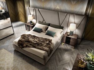 Grazia cama composición de pared, Cama con cabecero tapizado grande
