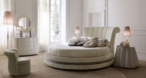 Luxury 5200 cama, Lujo ronda cama, tapizado en cuero o tela, para suites de hotel