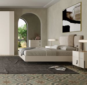 Musa cama, Cama con espacio de almacenamiento, acolchada, moderna