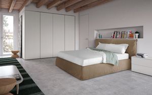 Piumotto, Cama de estilo moderno, con cabecero y armazn de la cama acolchado