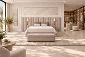 SHOVKAT, Cama con cabecero acolchado grande