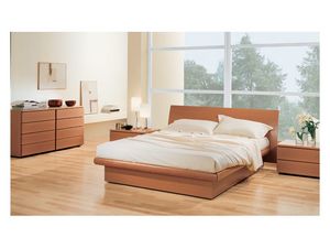 Bedroom 36, Dormitorio con cama de caja de almacenamiento, en madera de nogal Tanganyika, concordable con cajonera y mesitas de noche