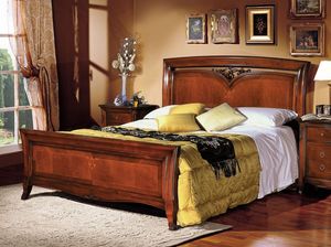 Praga cama de madera , Cama doble Classic en incrustaciones de madera a mano