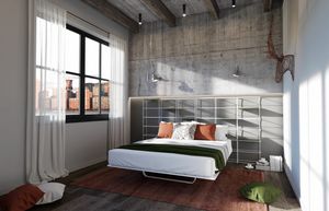 Rettangolo, Cama con cabecero estantera ideal para apartamentos modernos