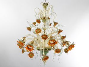 GRAND-GIRASOLI, Araa de cristal de Murano, con girasoles decorativos