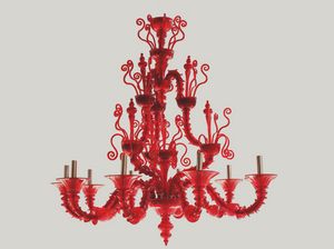 ROSSO, Lujoso candelabro estilo Rezzonico, rojo rub