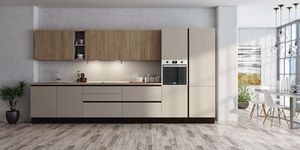 Vogue 5, Cocina lineal con muebles altos de roble